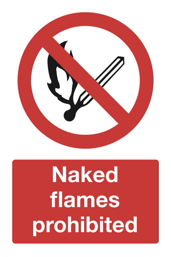 Naked Flames Prohibited Sign-117B