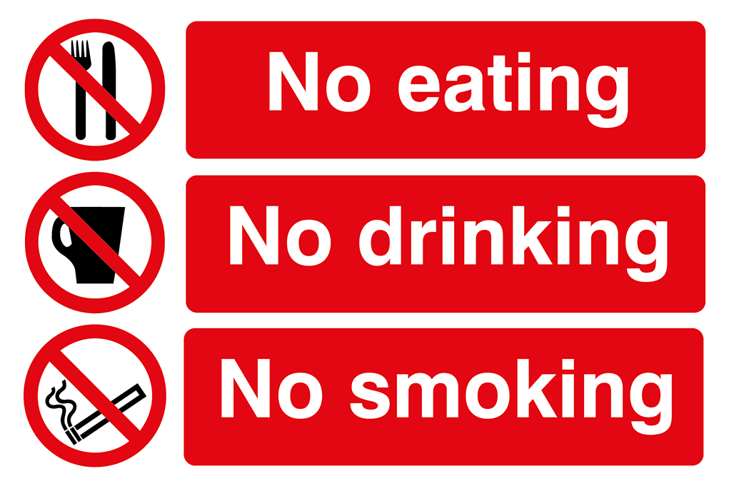 No Eating No Drinking No Smoking Sign-1515B