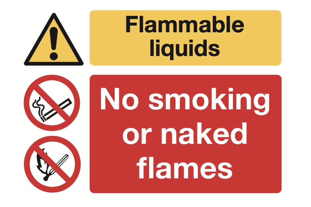 Flammable Liquids No Smoking Or Naked Flames Sign-169B