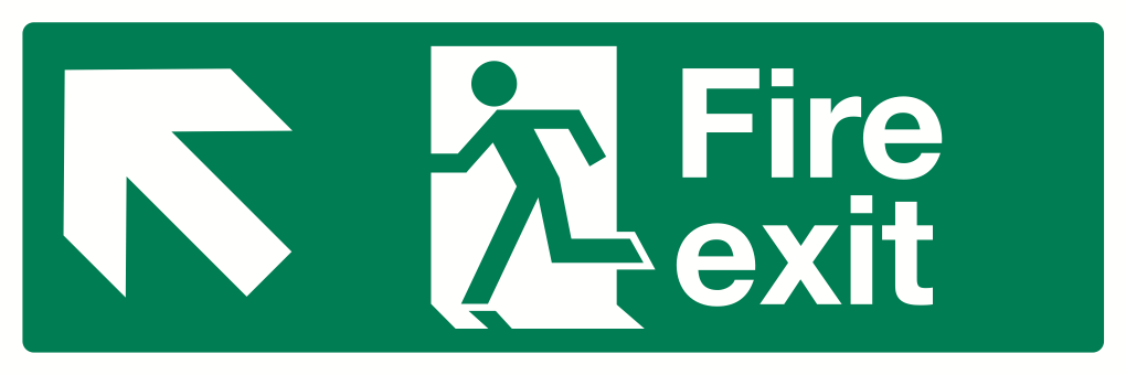 Fire Exit Up Left Sign-1915A