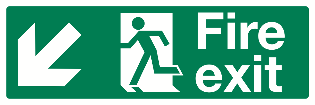 Fire Exit Down Left Sign-1917A