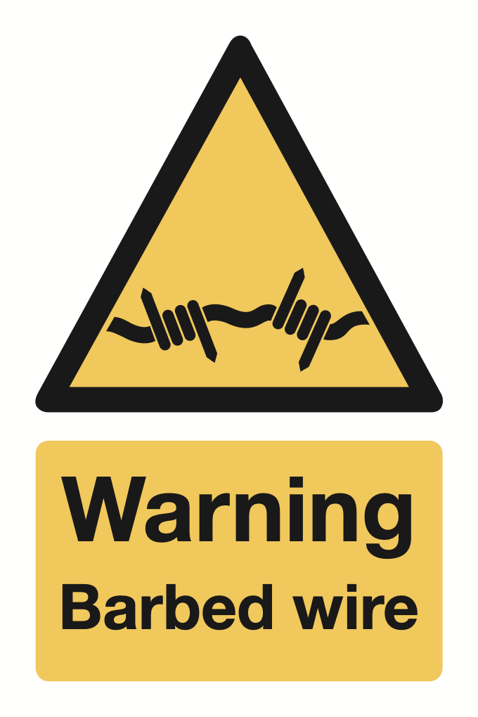 Warning Barbed Wire Sign-215B
