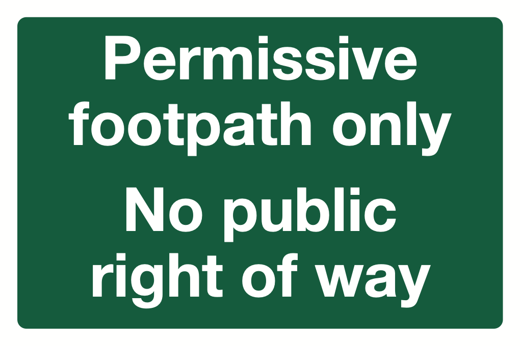 Permissive Footpath Only No Public Right Of Way Sign-239B