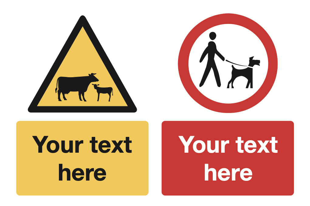 Cattle Calf Dog On Lead Your Text Here Sign-298B