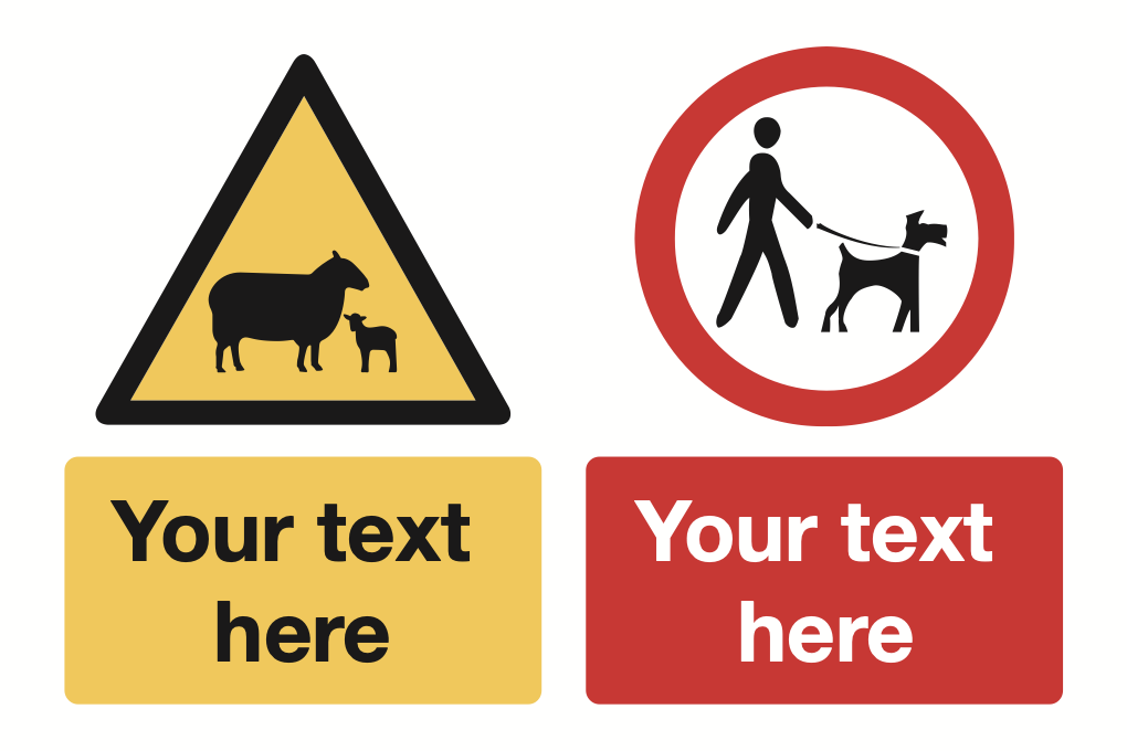 Sheep Lamb Dog On Lead Your Text Here Sign-311B