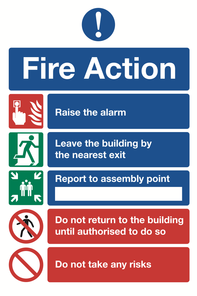 Fire Action Sign-444B