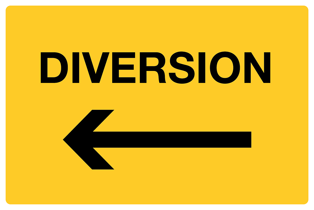 Flood Warning Diversion Left Arrow Sign-4503B