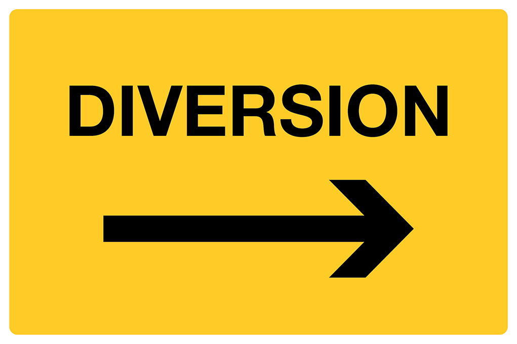 Flood Warning Diversion Right Arrow Sign-4504B