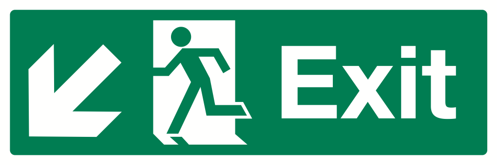 Exit Down Left Sign-479A