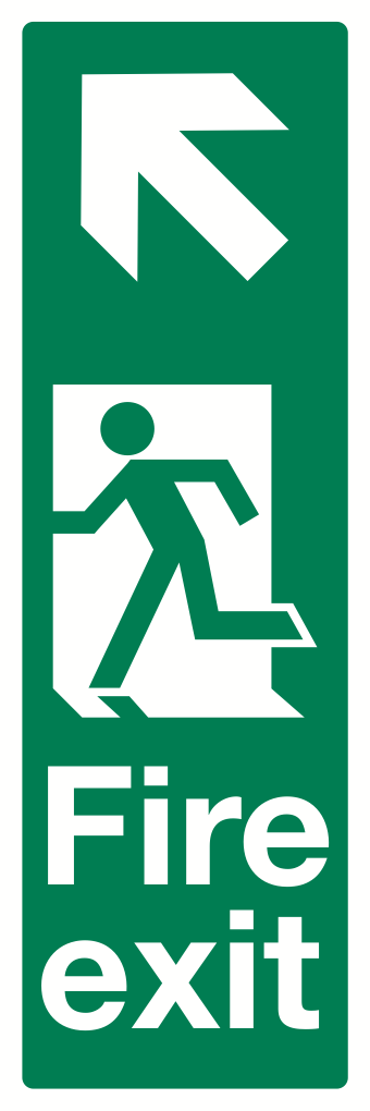 Fire Exit Up Left Sign-492A