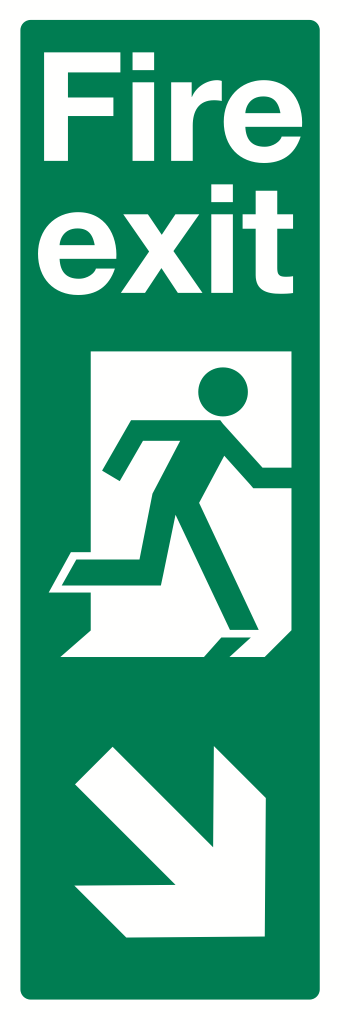 Fire Exit Down Right Sign-493A