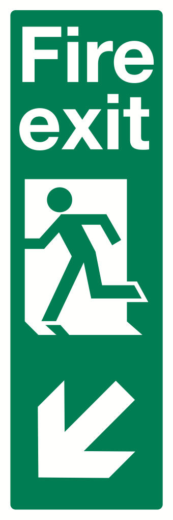 Fire Exit Down Left Sign-494A