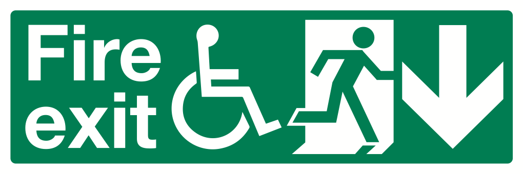 Disabled Fire Exit Down Sign-519A