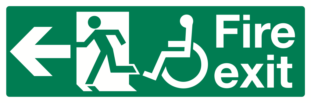 Disabled Fire Exit Left Sign-524A