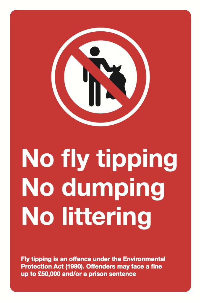 No Fly Tipping No Dumping No Littering Sign-618B