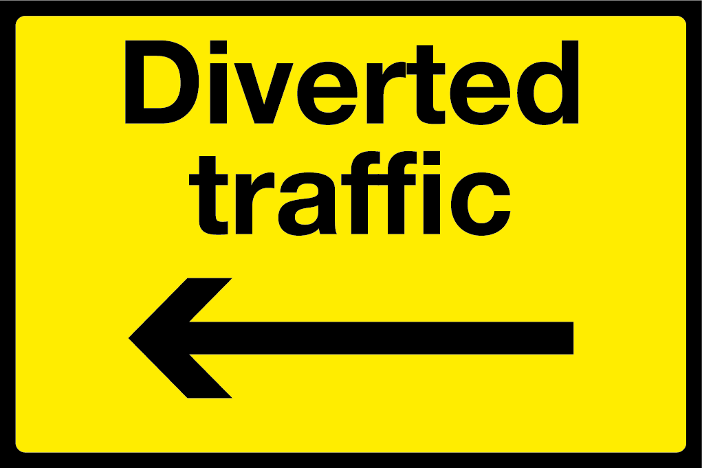 Diverted Traffic Left Arrow Sign-629B