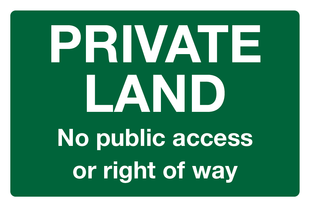 Private Land No Public Access Or Right Of Way Sign-639B
