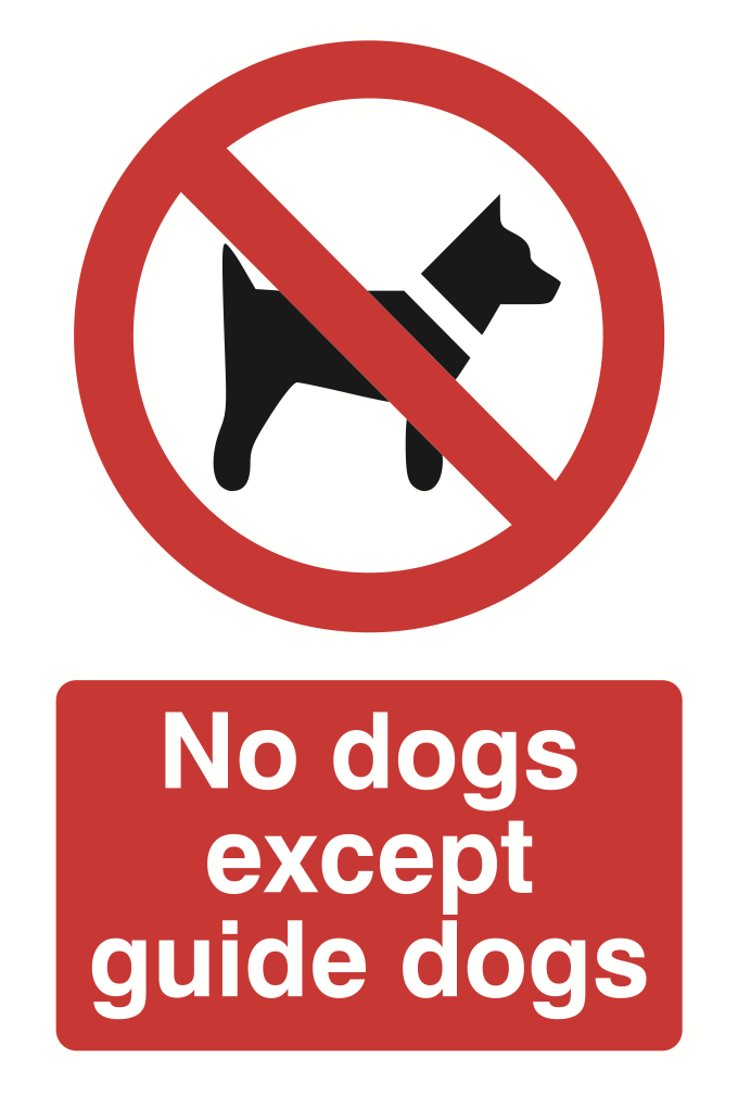 No Dogs Except Guide Dogs Sign-651B
