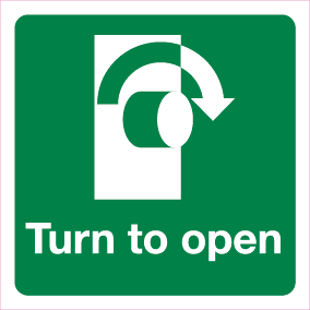 Turn To Open Clockwise Fire Door Sign-724P Turn To Open Clockwise Fire Door Sign-724P